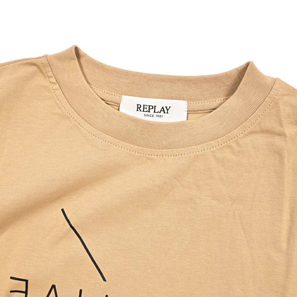 REPLAY コットン100% ワイドシルエット半袖Tシャツ / レディース ベージュ S | GUARDAROBA MILANO OFFICIAL STORE
