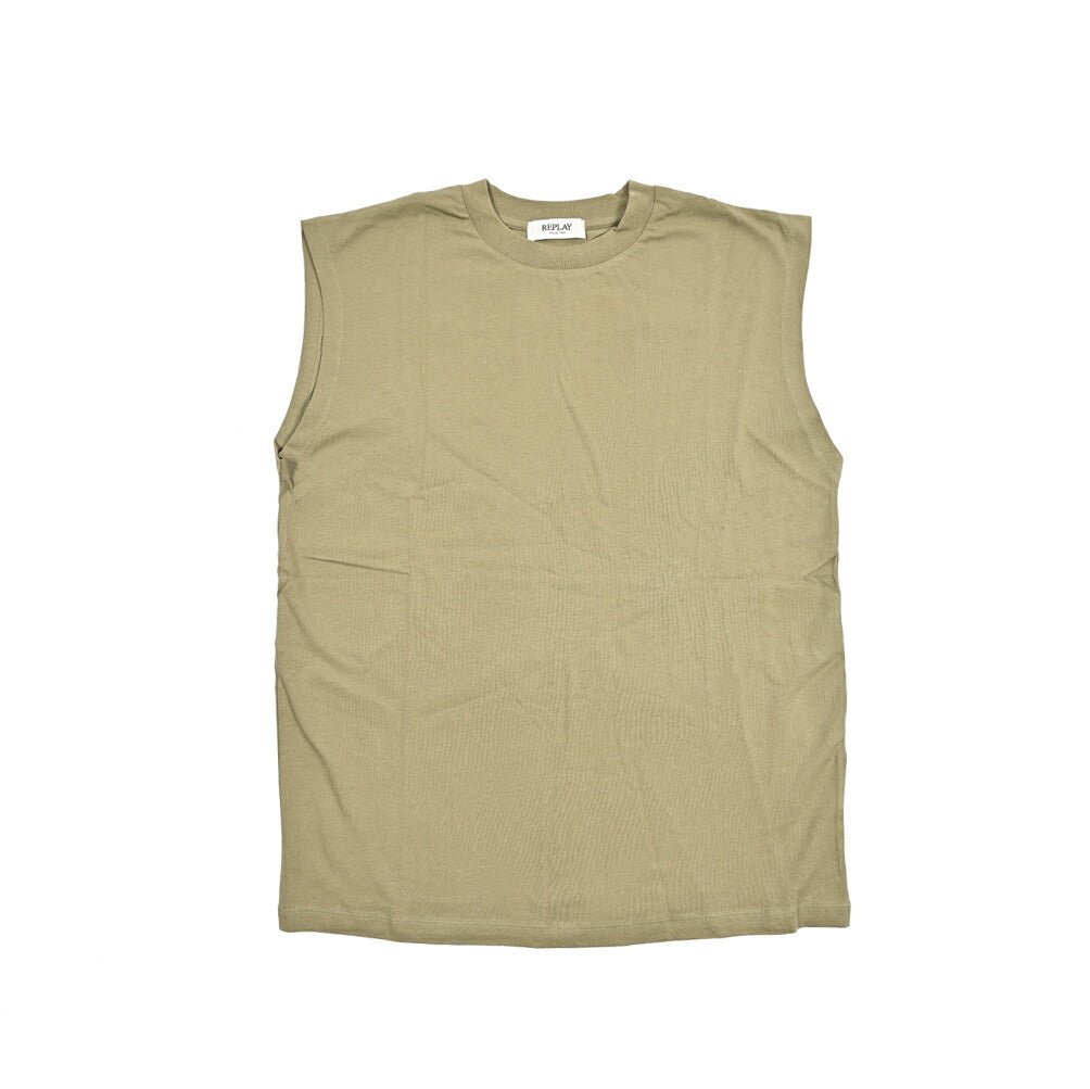 REPLAY コットン100% ノースリーブTシャツ / レディース カーキグリーン S | GUARDAROBA MILANO OFFICIAL STORE