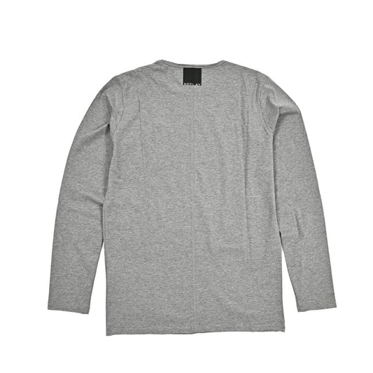 REPLAY コットン100% 長袖ワンポイントロゴTシャツ グレー M | GUARDAROBA MILANO OFFICIAL STORE