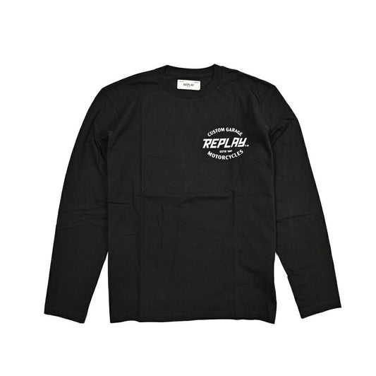 REPLAY コットン100% 長袖Tシャツ ブラック M | GUARDAROBA MILANO OFFICIAL STORE