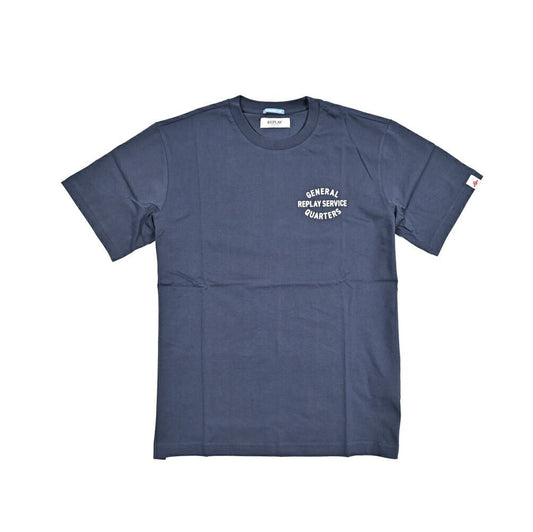 REPLAY オーガニックコットン100% 半袖Tシャツ ネイビー L | GUARDAROBA MILANO OFFICIAL STORE