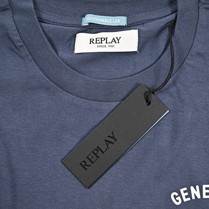 REPLAY オーガニックコットン100% 半袖Tシャツ ネイビー L | GUARDAROBA MILANO OFFICIAL STORE