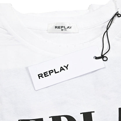 REPLAY コットン100% 半袖ロゴTシャツ ホワイト XS | GUARDAROBA MILANO OFFICIAL STORE