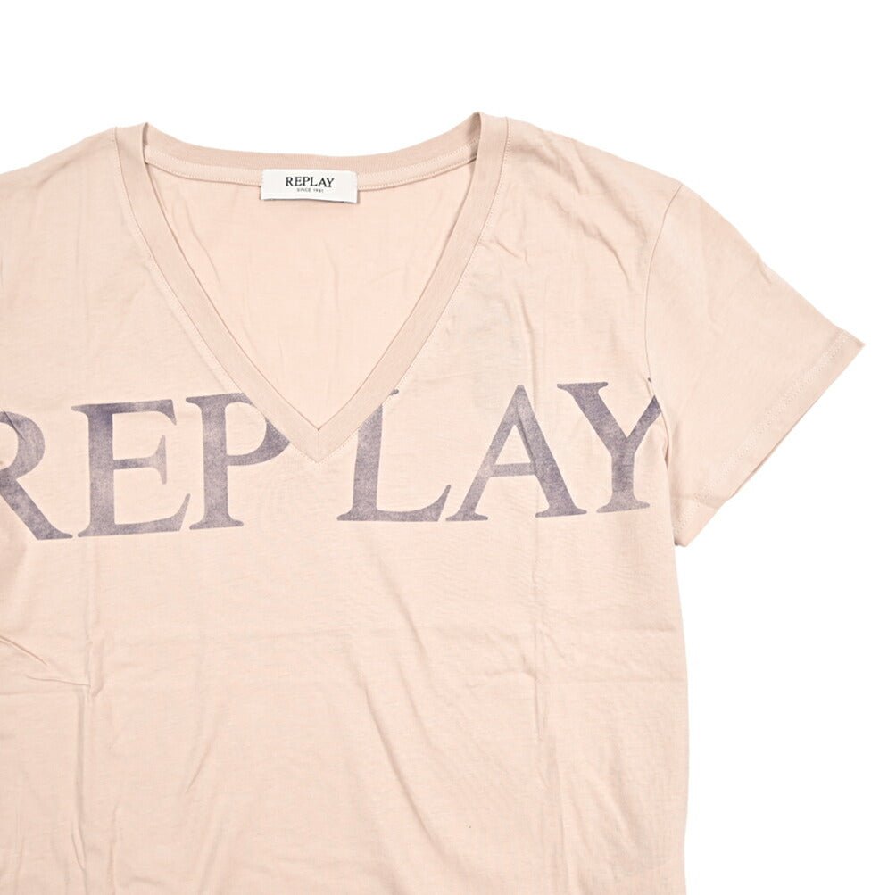 REPLAY コットン100% Vネック半袖Tシャツ ピンク S | GUARDAROBA MILANO OFFICIAL STORE