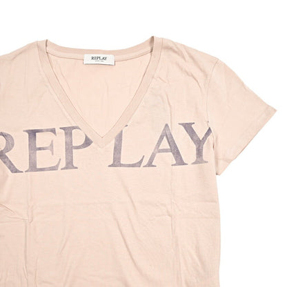 REPLAY コットン100% Vネック半袖Tシャツ ピンク S | GUARDAROBA MILANO OFFICIAL STORE