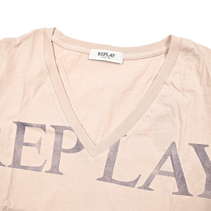 REPLAY コットン100% Vネック半袖Tシャツ ピンク S | GUARDAROBA MILANO OFFICIAL STORE