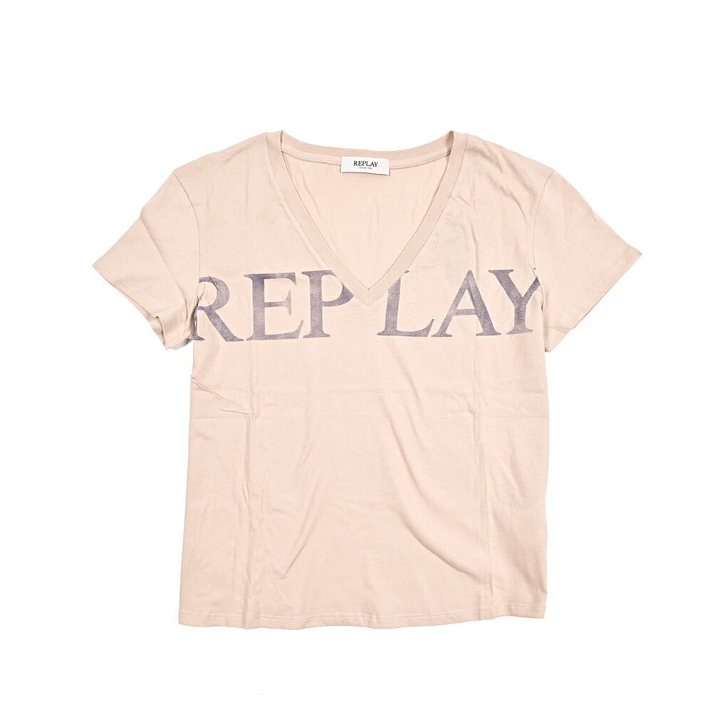REPLAY コットン100% Vネック半袖Tシャツ ピンク S | GUARDAROBA MILANO OFFICIAL STORE