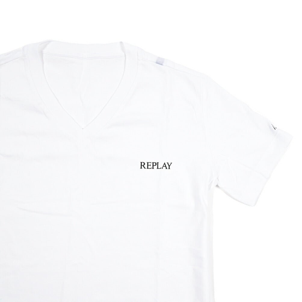 REPLAY 2Pack Tee Vネック半袖Tシャツ ホワイト S | GUARDAROBA MILANO OFFICIAL STORE