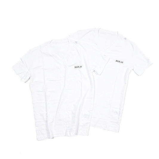 REPLAY 2Pack Tee Vネック半袖Tシャツ ホワイト S | GUARDAROBA MILANO OFFICIAL STORE