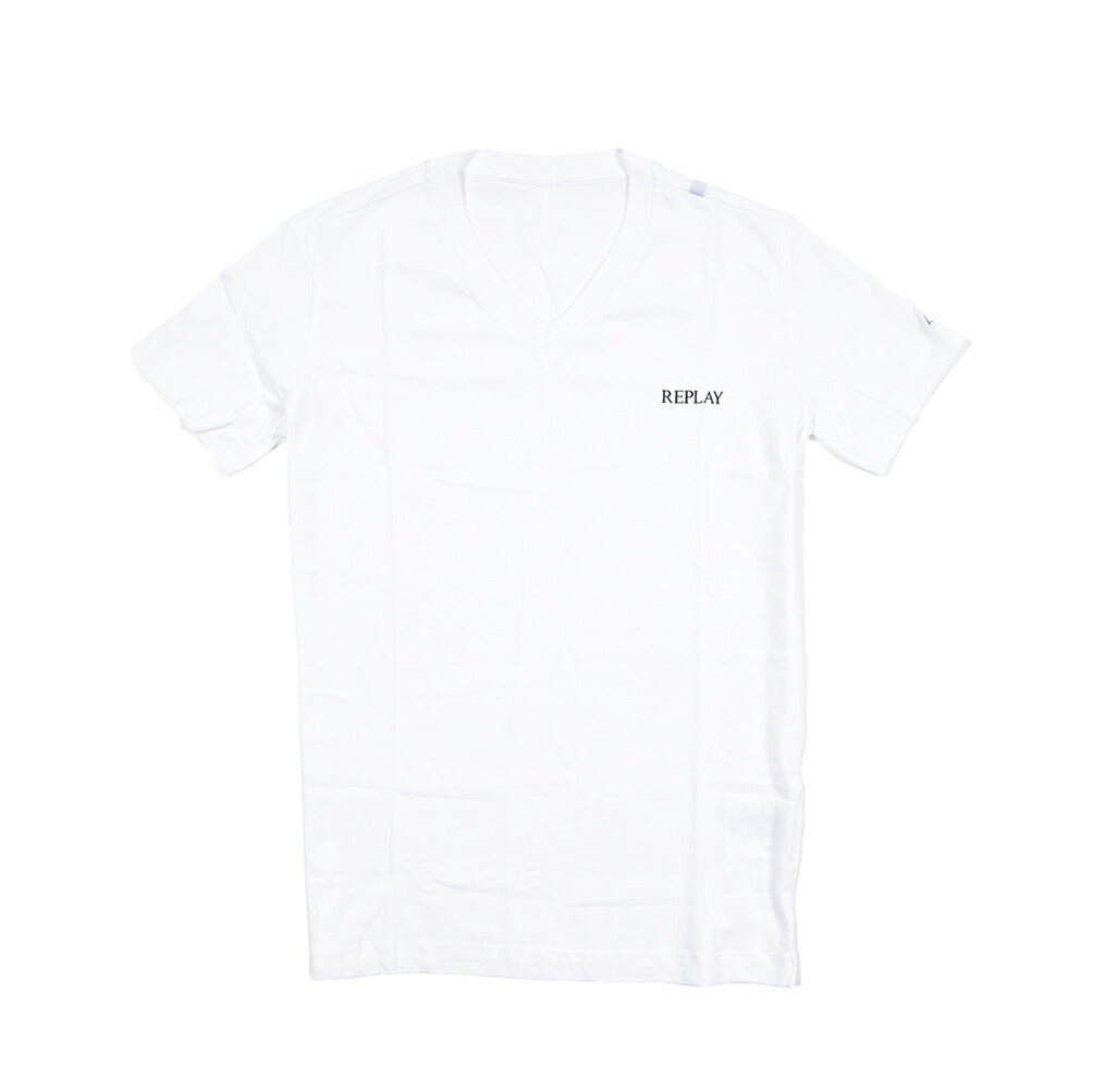 REPLAY 2Pack Tee Vネック半袖Tシャツ ホワイト S | GUARDAROBA MILANO OFFICIAL STORE