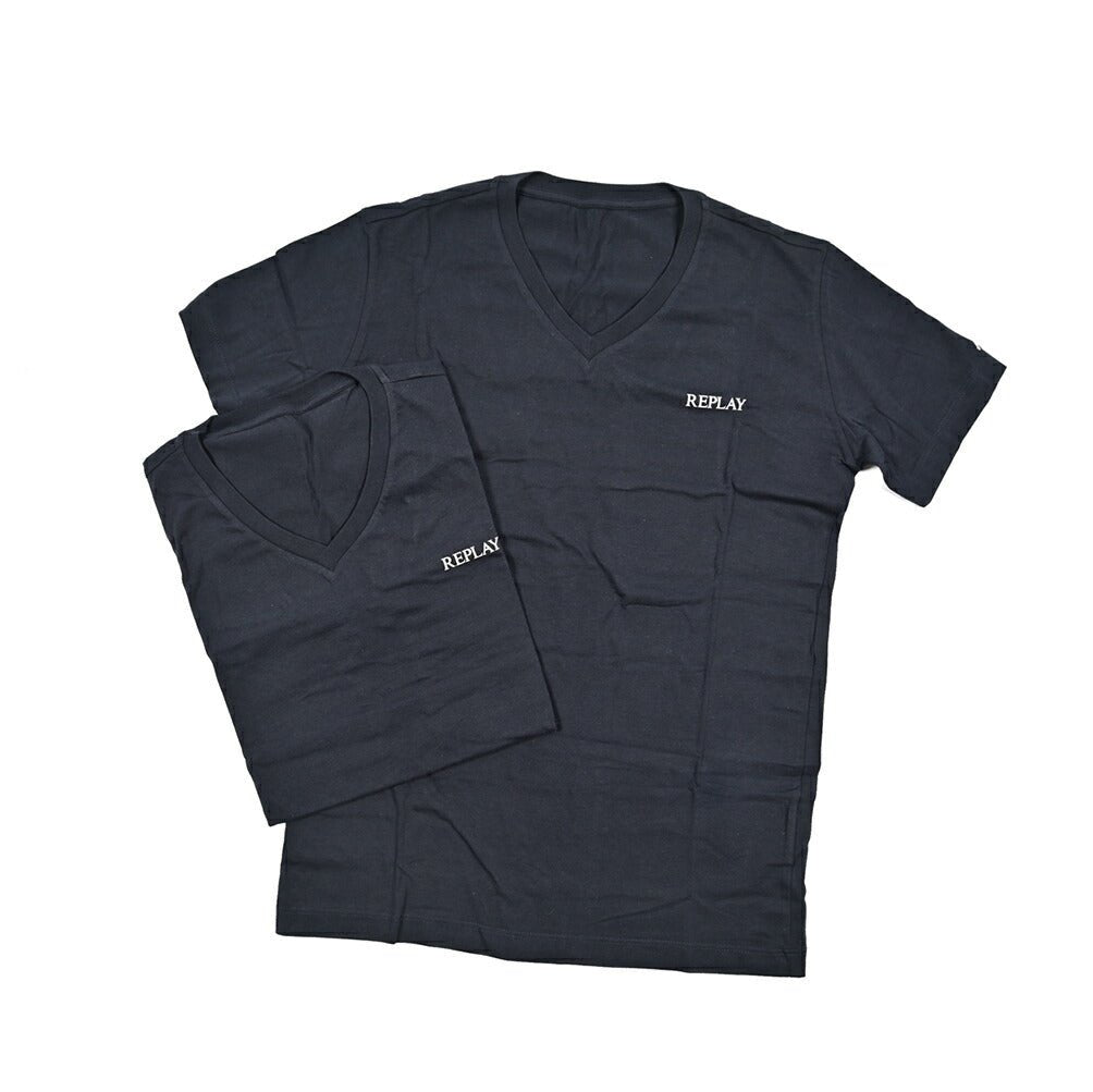 REPLAY 2Pack Tee Vネック半袖Tシャツ ネイビー M | GUARDAROBA MILANO OFFICIAL STORE