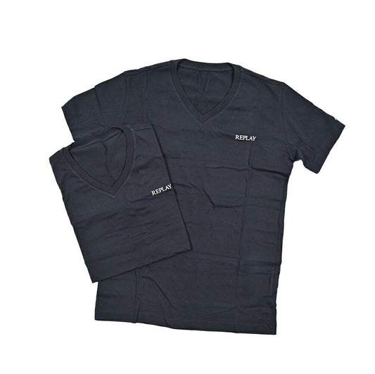 REPLAY 2Pack Tee Vネック半袖Tシャツ ネイビー M | GUARDAROBA MILANO OFFICIAL STORE