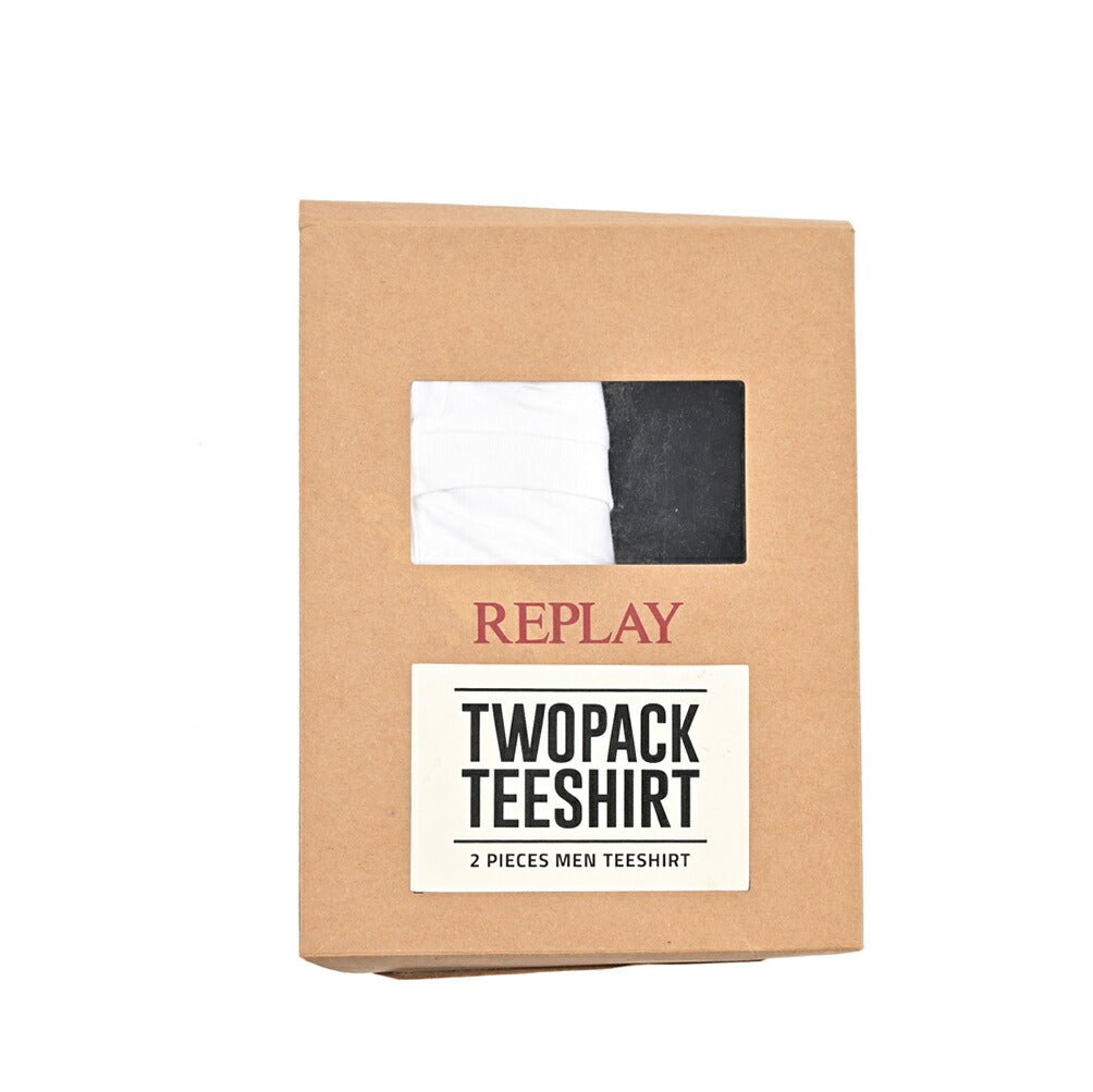 REPLAY 2Pack Tee Vネック半袖Tシャツ ブラック・ホワイト M | GUARDAROBA MILANO OFFICIAL STORE
