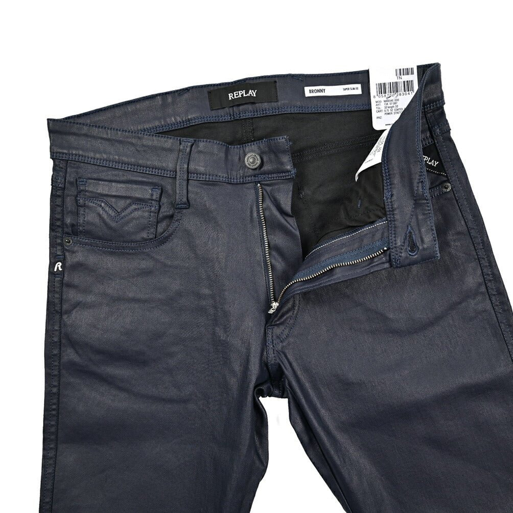 秋冬先行セール｜REPLAY BRONNY コーティングデニム スーパースリムフィットストレッチジーンズ / MA934E｜429088-W28-L32｜GUARDAROBA MILANO OFFICIAL STORE