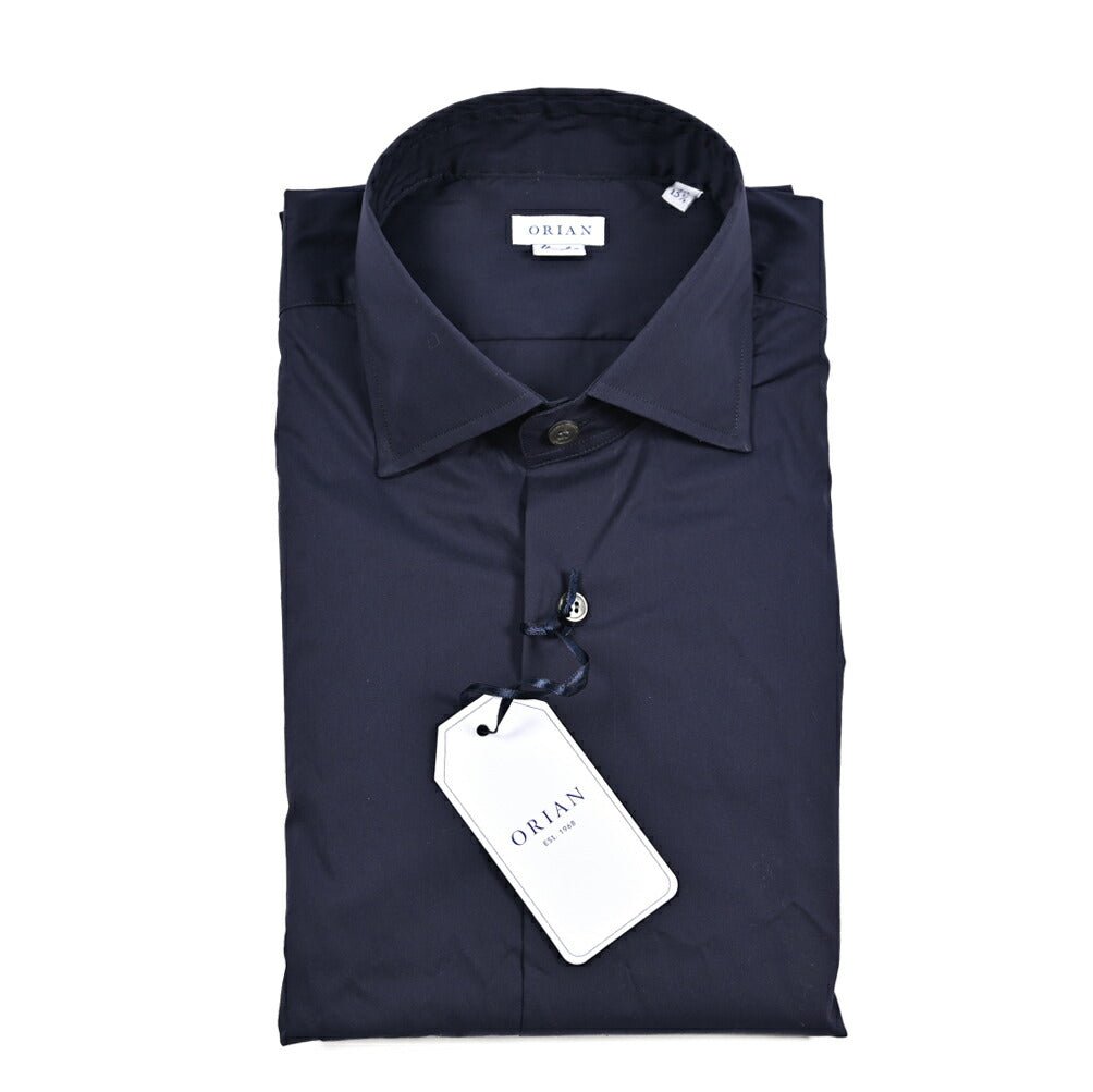 ORIAN ホリゾンタルカラー 黒シャツ size42-16H イタリア製 SALE｜ORIAN オリアン / ストレッチコットン ホリゾンタルカラーシャツ