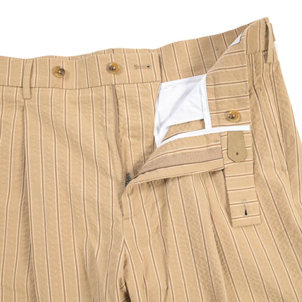 SALE｜BERWICH “BERMUDA 1P” コットン100% シアサッカーショーツ ベージュ(beige) 48 | GUARDAROBA MILANO OFFICIAL STORE