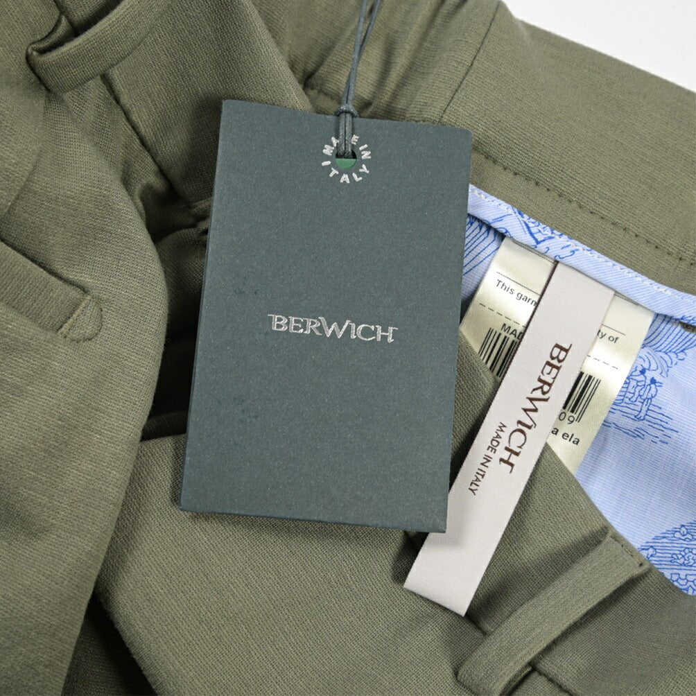 SALE｜BERWICH “BERMUDA ELAX” ストレッチナイロン ジャージーショーツ カーキグリーン(army) 50 | GUARDAROBA MILANO OFFICIAL STORE