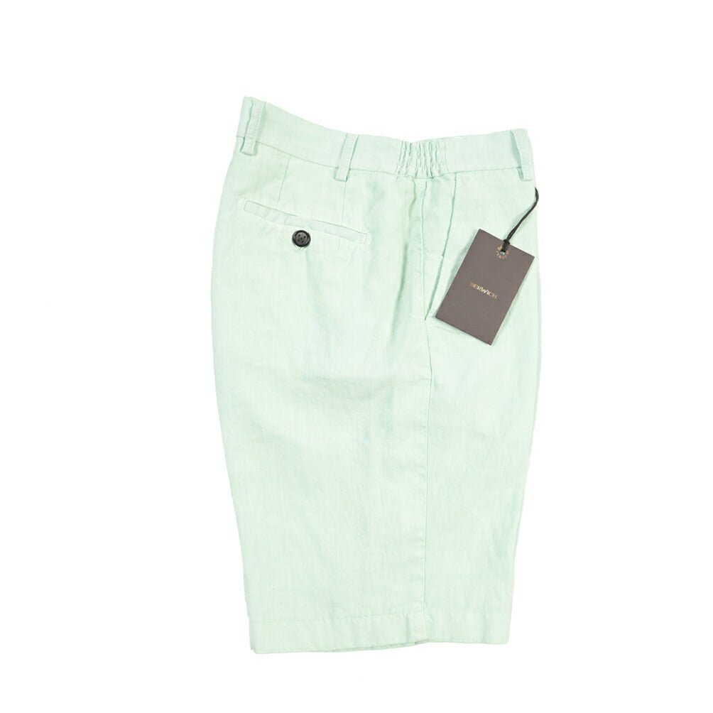 SALE｜BERWICH “BERMUDA ELAX-GD” リネン100% ノータックショーツ ライトグリーン(lt verde924) 48 | GUARDAROBA MILANO OFFICIAL STORE