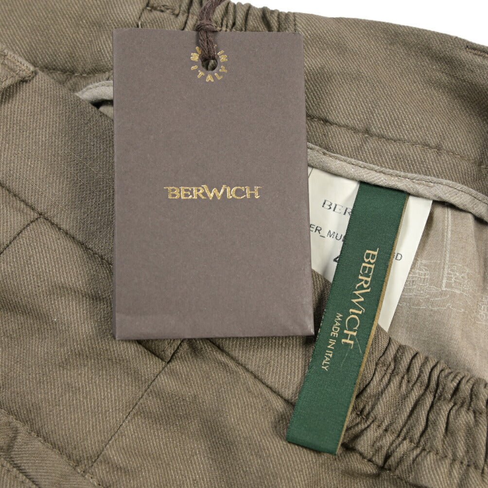 SALE｜BERWICH “BERMUDA ELAX-GD” リネン混コットン ストレッチショーツ カーキグリーン(fango480) 46 | GUARDAROBA MILANO OFFICIAL STORE