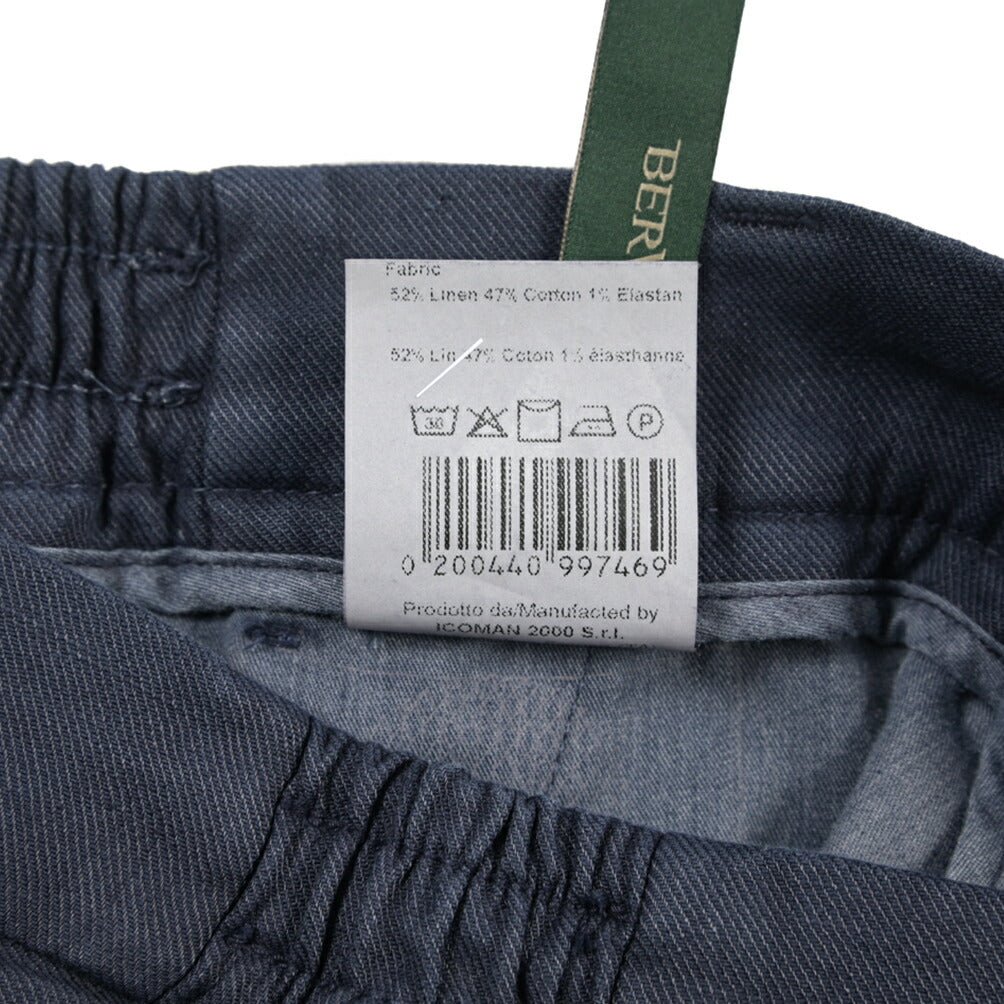SALE｜BERWICH “BERMUDA ELAX-GD” リネン混コットン ストレッチショーツ ネイビー 46 | GUARDAROBA MILANO OFFICIAL STORE