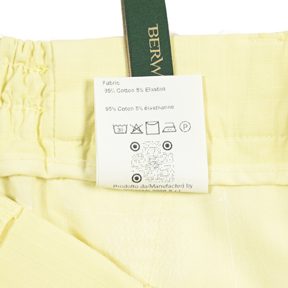 SALE｜BERWICH “BERMUDA ELAX-GD” ストレッチコットン ノータックショーツ イエロー(lt giallo7) 50 | GUARDAROBA MILANO OFFICIAL STORE
