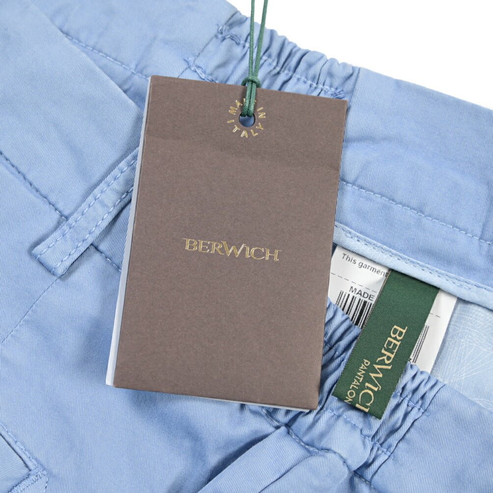 SALE｜BERWICH “BERMUDA ELAX-GD” ストレッチコットン ノータックショーツ ブルー(azzurro213) 54 | GUARDAROBA MILANO OFFICIAL STORE