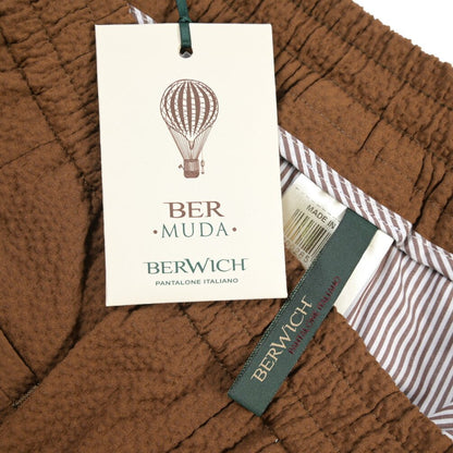 SALE｜BERWICH “BERMUDA JOGGER” ストレッチコットン シアサッカーショーツ ブラウン(brown) L | GUARDAROBA MILANO OFFICIAL STORE