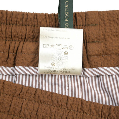SALE｜BERWICH “BERMUDA JOGGER” ストレッチコットン シアサッカーショーツ ブラウン(brown) L | GUARDAROBA MILANO OFFICIAL STORE