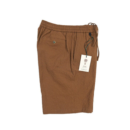 SALE｜BERWICH “BERMUDA JOGGER” ストレッチコットン シアサッカーショーツ ブラウン(brown) L | GUARDAROBA MILANO OFFICIAL STORE
