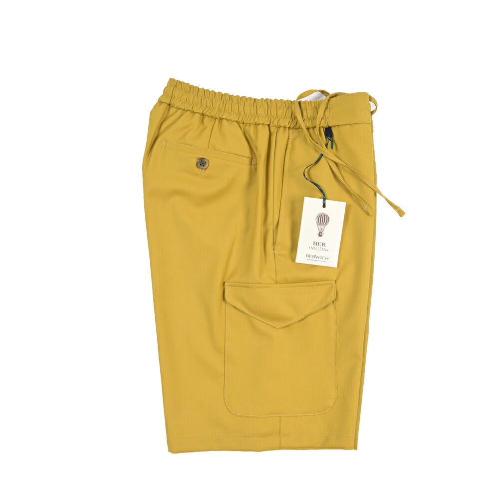 SALE｜BERWICH “BERMUDA SAFARI” ウール100% ノータックショーツ イエロー(yellow) XS | GUARDAROBA MILANO OFFICIAL STORE