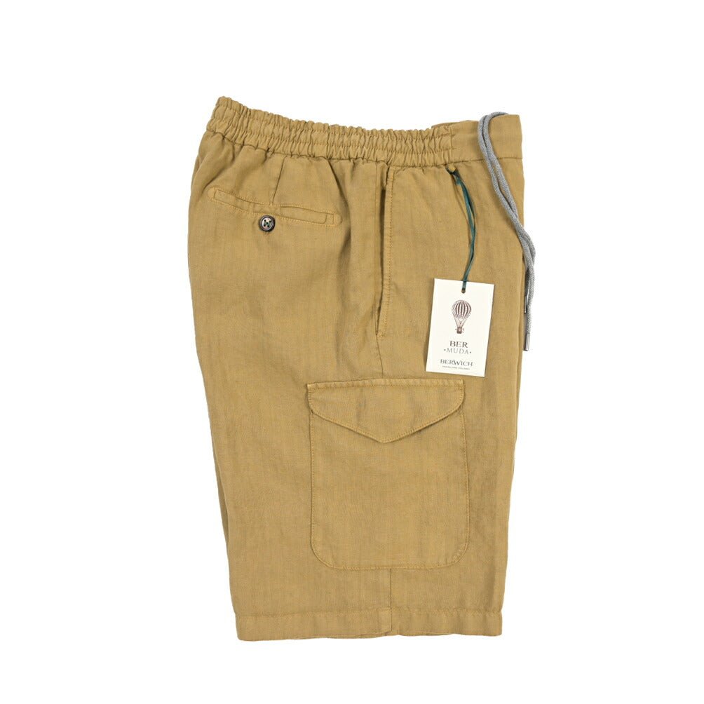 SALE｜BERWICH “BERMUDA SAFARI” リネン100% ノータックショーツ ベージュ(beige591) XS | GUARDAROBA MILANO OFFICIAL STORE
