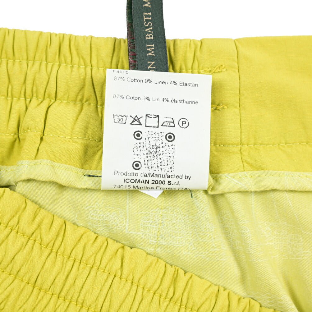 SALE｜BERWICH “BERMUDA SAFARI-GD” リネン混コットン ストレッチショーツ イエロー(cedro3945) M | GUARDAROBA MILANO OFFICIAL STORE