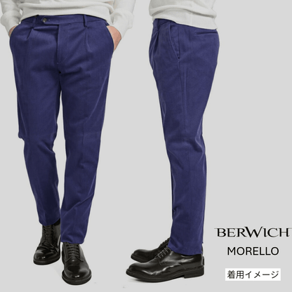 SALE｜BERWICH "MORELLO" ストレッチコットン ワンタックスリムパンツ｜425187 - 44｜GUARDAROBA MILANO OFFICIAL STORE