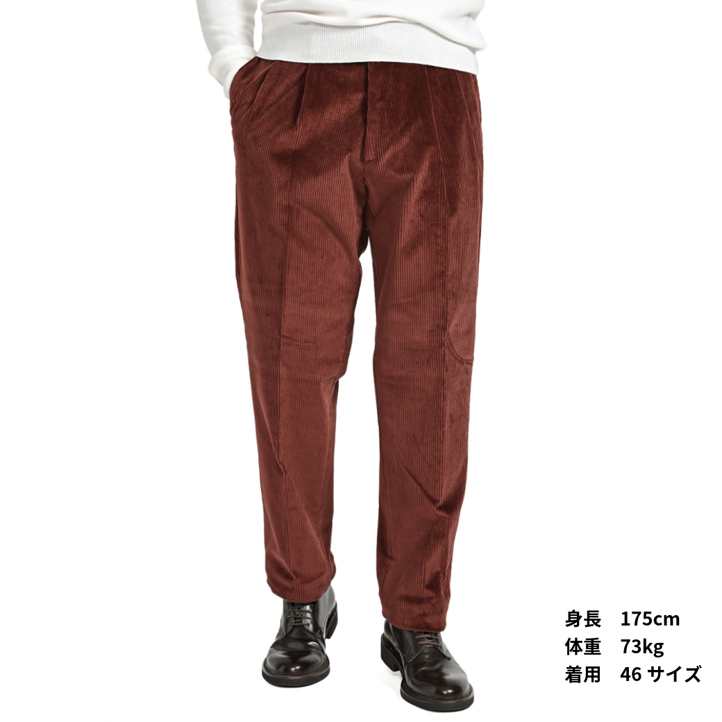 SALE｜BERWICH NEGRONI LUX ストレッチコットンコーデュロイ ツータックスラックス｜411937 - 46｜GUARDAROBA MILANO OFFICIAL STORE
