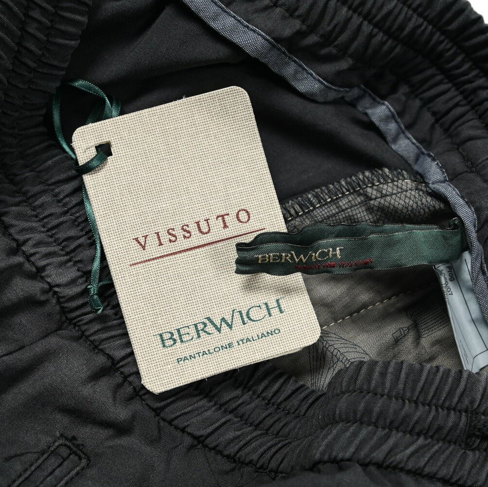 SALE｜BERWICH SPIAGGIA RETRO ワンタックスラックスゴムウェストドローコードナチュラルストレッチヴァージンウール100%｜GUARDAROBA MILANO OFFICIAL STORE