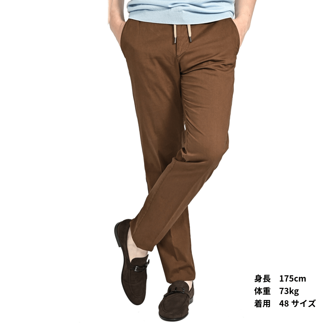 SALE｜BERWICH SPIAGGIA SLIM ストレッチコットンシルク ノータックイージースラックス｜422050 - 44｜GUARDAROBA MILANO OFFICIAL STORE
