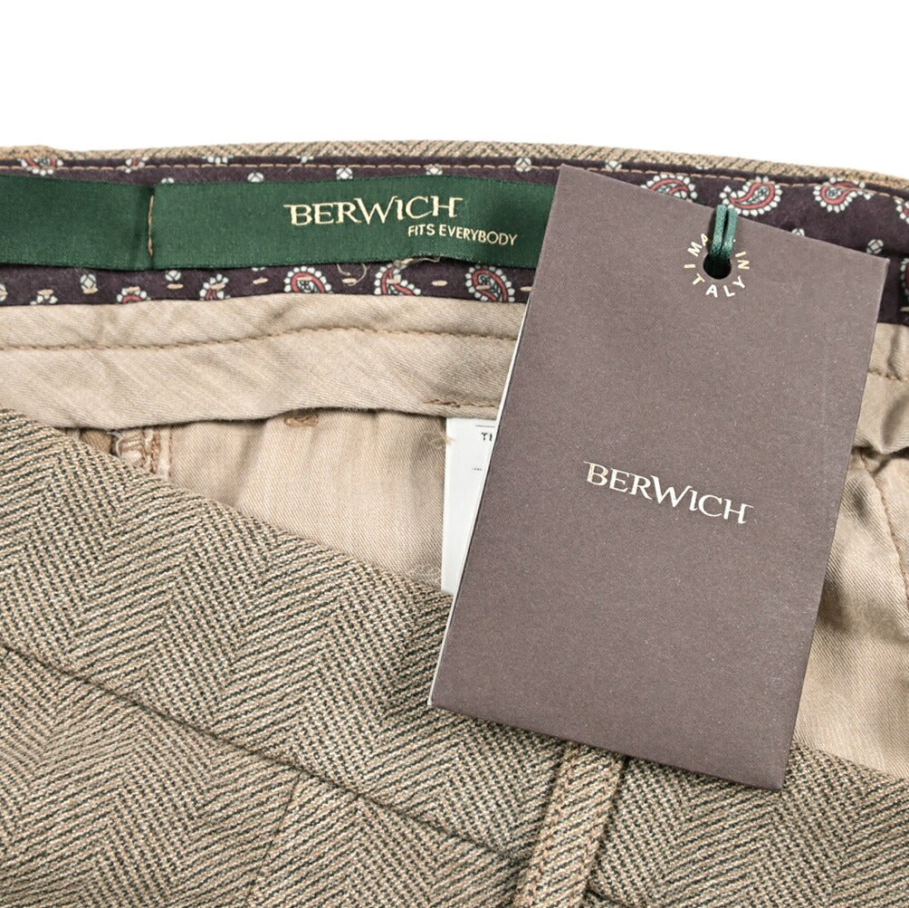 SALE｜BERWICH "YRETRO - GD" ストレッチコットン ノータックヘリンボーンパンツ｜433127-46｜GUARDAROBA MILANO OFFICIAL STORE