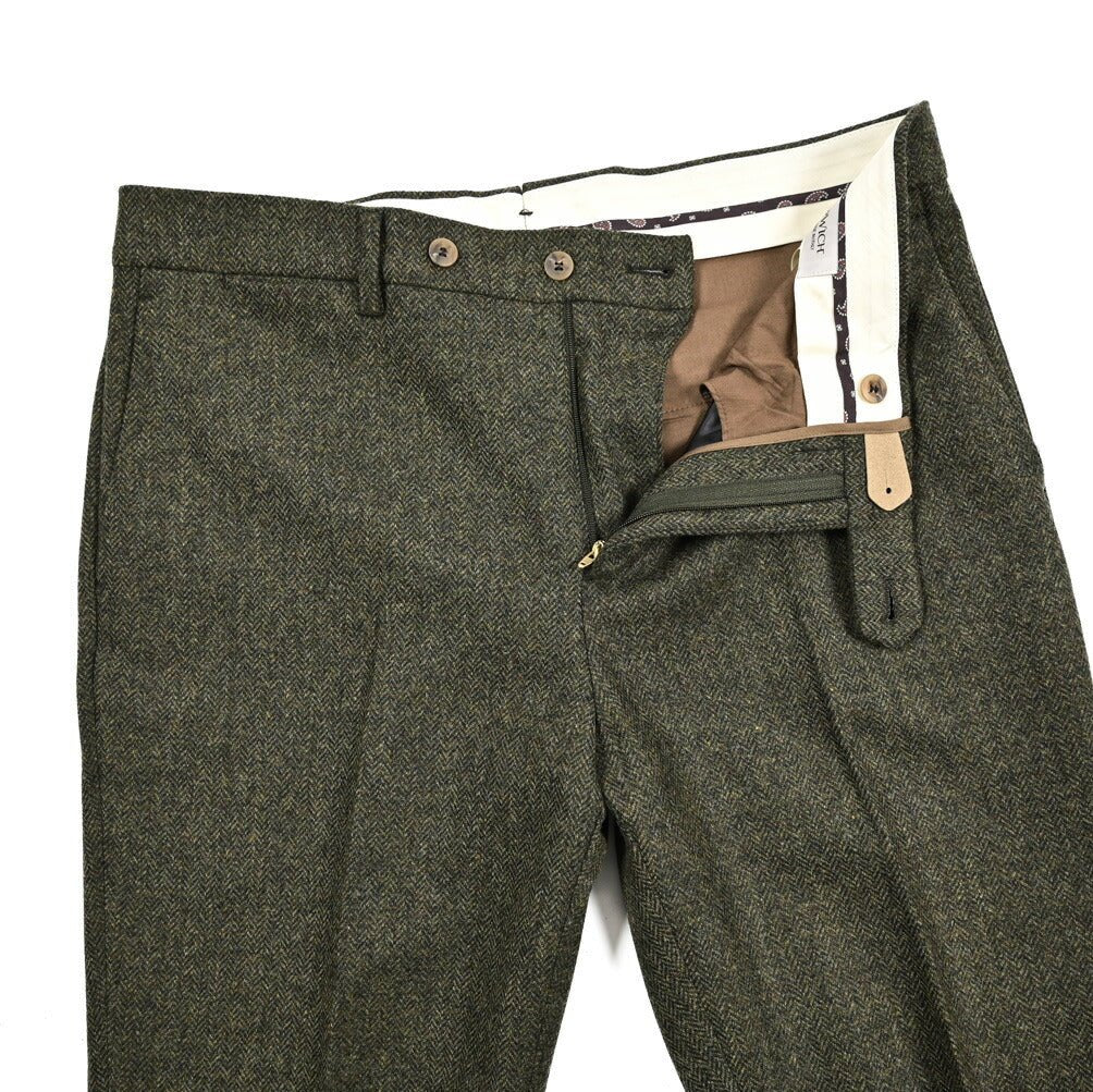 SALE｜BERWICH "YRETRO LONG" ウール100% ノータックヘリンボーンスラックス｜433154-50｜GUARDAROBA MILANO OFFICIAL STORE