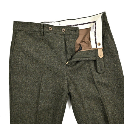 SALE｜BERWICH "YRETRO LONG" ウール100% ノータックヘリンボーンスラックス｜433154-50｜GUARDAROBA MILANO OFFICIAL STORE