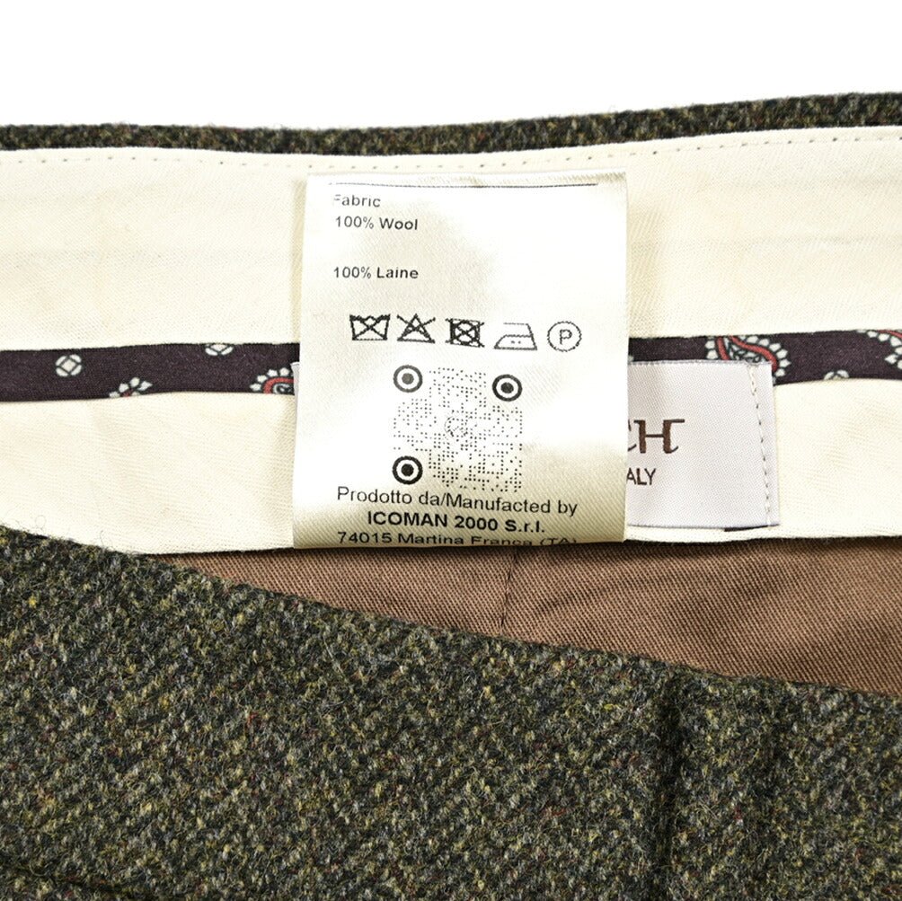 SALE｜BERWICH "YRETRO LONG" ウール100% ノータックヘリンボーンスラックス｜433154-50｜GUARDAROBA MILANO OFFICIAL STORE