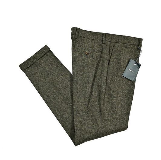 SALE｜BERWICH "YRETRO LONG" ウール100% ノータックヘリンボーンスラックス｜433154-50｜GUARDAROBA MILANO OFFICIAL STORE