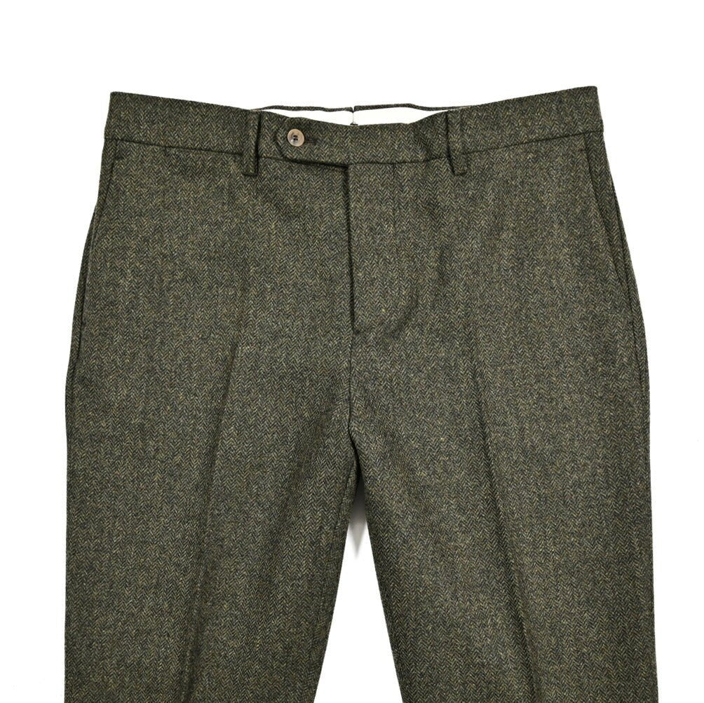 SALE｜BERWICH "YRETRO LONG" ウール100% ノータックヘリンボーンスラックス｜433154-50｜GUARDAROBA MILANO OFFICIAL STORE
