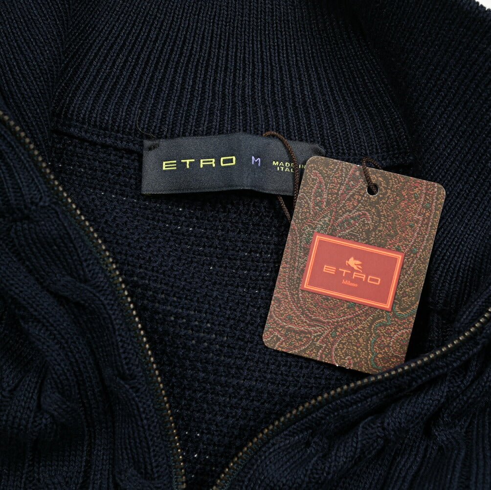 SALE｜ETRO コットン100％ ケーブル編みハーフジップニットセーター｜GUARDAROBA MILANO OFFICIAL STORE