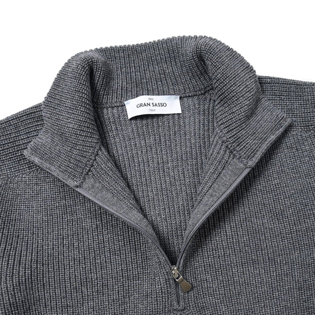 SALE｜GRAN SASSO ヴァージンウール100% ハーフジップミドルゲージニットセーター｜399721-B-46｜GUARDAROBA MILANO OFFICIAL STORE