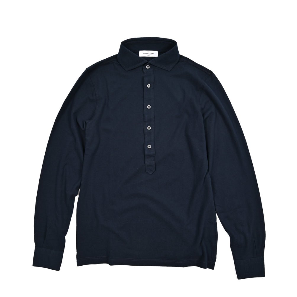 SALE｜GRAN SASSO コットン100% 長袖ジャージーポロシャツ｜425834 - 46｜GUARDAROBA MILANO OFFICIAL STORE