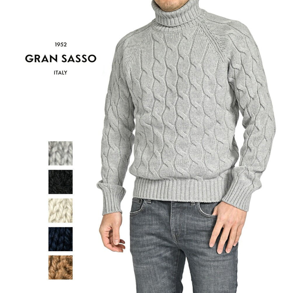 SALE｜GRAN SASSO ヴァージンウール100% ケーブル編みタートルネックニットセーター｜GUARDAROBA MILANO OFFICIAL STORE