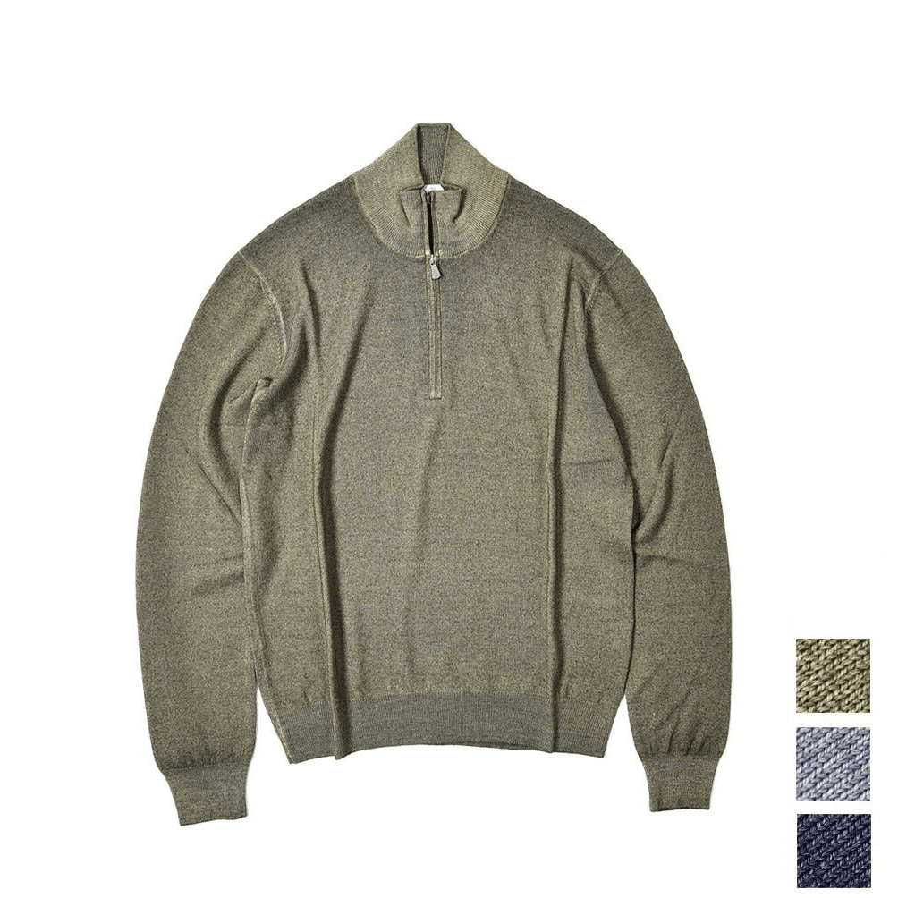 SALE｜GRAN SASSO ヴァージンウールカシミヤ ハーフジップニットセーター｜387602-B-56｜GUARDAROBA MILANO OFFICIAL STORE