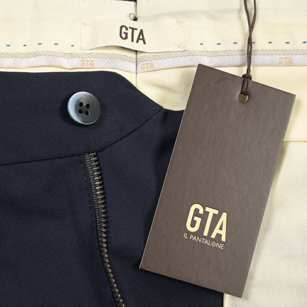 SALE｜GTA “772” ウールヴァージンウール100% ワンタックスラックス / SLIM FIT ネイビー 48 | GUARDAROBA MILANO OFFICIAL STORE
