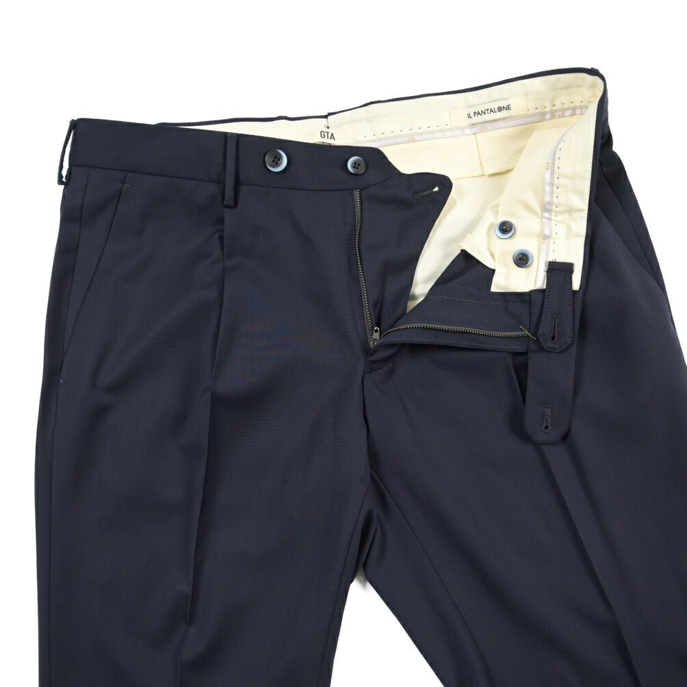 SALE｜GTA “772” ウールヴァージンウール100% ワンタックスラックス / SLIM FIT ネイビー 48 | GUARDAROBA MILANO OFFICIAL STORE