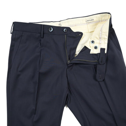 SALE｜GTA “772” ウールヴァージンウール100% ワンタックスラックス / SLIM FIT ネイビー 48 | GUARDAROBA MILANO OFFICIAL STORE